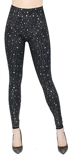dy_mode Highwaist Leggings Damen Leggings Schwarz mit Glanz Wet-Look Druck günstig online kaufen