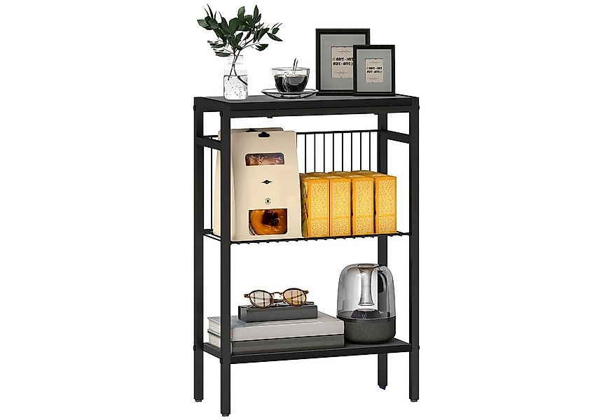 HOMCOM Beistelltisch kleiner Couchtisch mit 2 Ablagen, Stahlrahmen (Nachtti günstig online kaufen