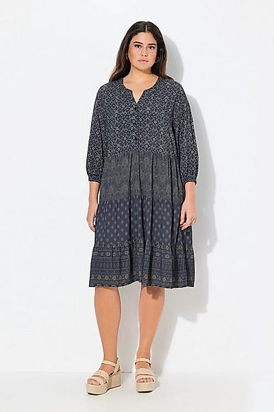 Ulla Popken Jerseykleid Kleid A-Linie Tunika-Ausschnitt günstig online kaufen