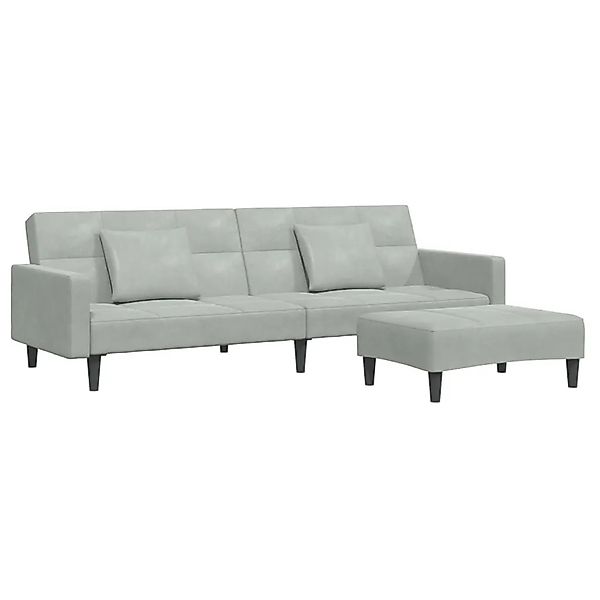 vidaXL Schlafsofa 2-Sitzer mit Fußhocker Hellgrau Samt 3258116 günstig online kaufen