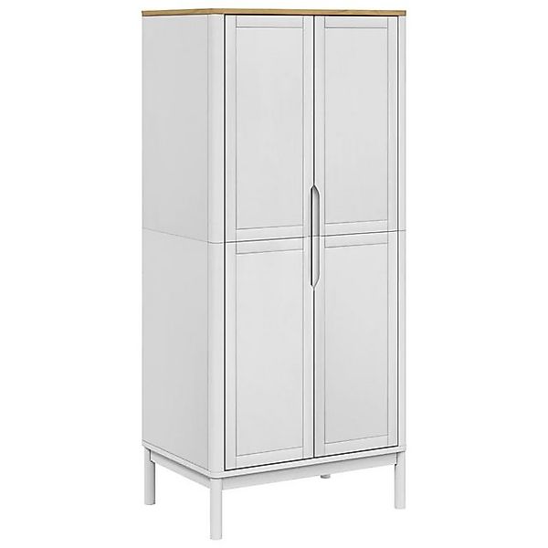 vidaXL Kleiderschrank Kleiderschrank FLORO Weiß 77x53x171 cm Massivholz Kie günstig online kaufen