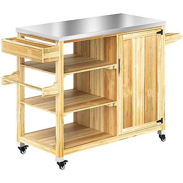 Outsunny Grillwagen 6-Etagen Servierwagen mit Arbeitsfläche Handtuchregal, günstig online kaufen