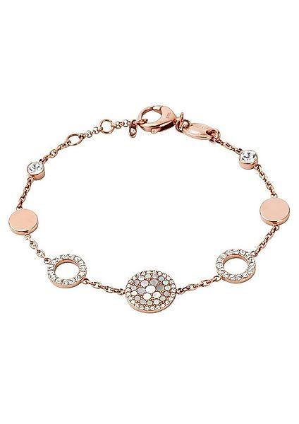 Fossil Armband Schmuck Geschenk Edelstahl Pearl Disc Station, mit Glasstein günstig online kaufen