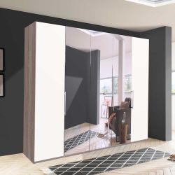 Spiegeltürenschrank in Weiß Eiche Trüffelfarben günstig online kaufen