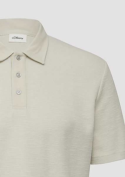 s.Oliver Kurzarmshirt Strukturiertes Poloshirt aus Baumwollmix Label-Patch günstig online kaufen