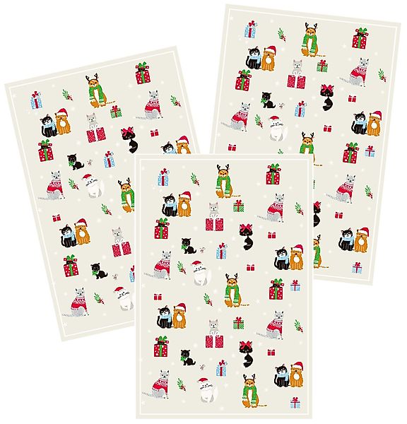 Kracht Geschirrtuch Weihnachtskatzen, (3-tlg., 3-teilig), 3er günstig online kaufen