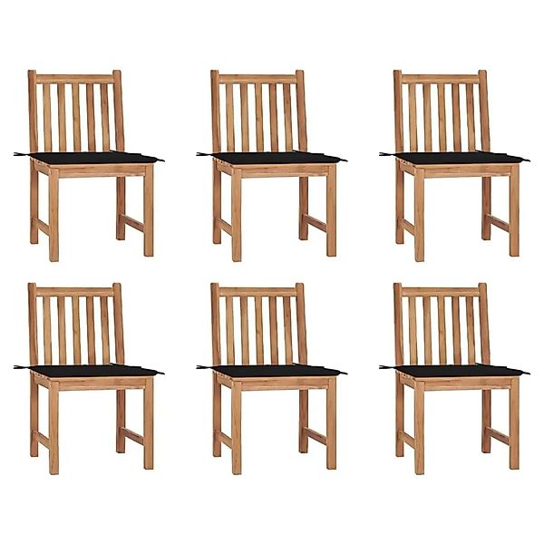 vidaXL Gartenstühle 6 Stk mit Kissen Massivholz Teak 3073122 günstig online kaufen