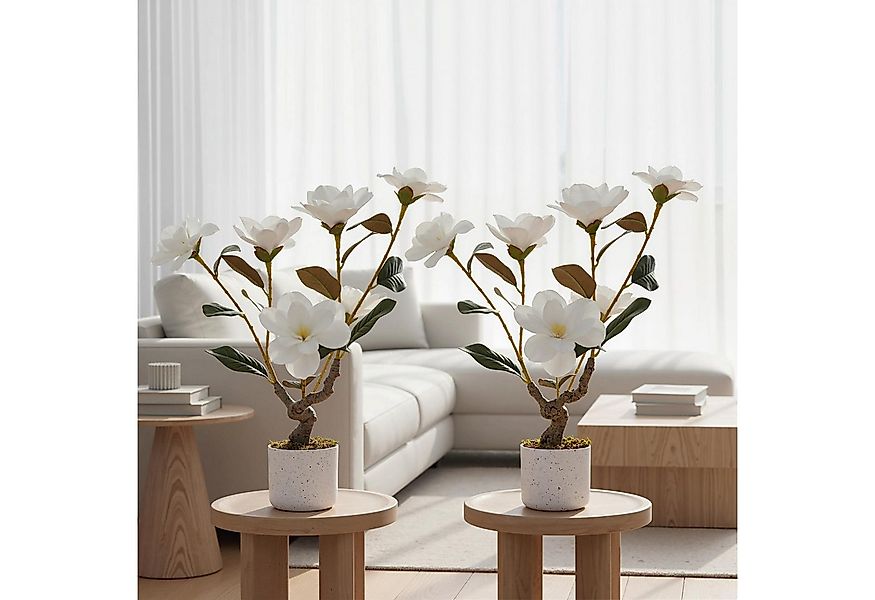 Kunstblume Künstliche, 2er Set Magnolienbaum, Kunstpflanze 60/80/95cm Höhe, günstig online kaufen