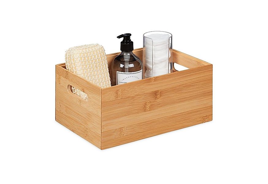 relaxdays Aufbewahrungsbox Aufbewahrungskiste Bambus stapelbar, M günstig online kaufen