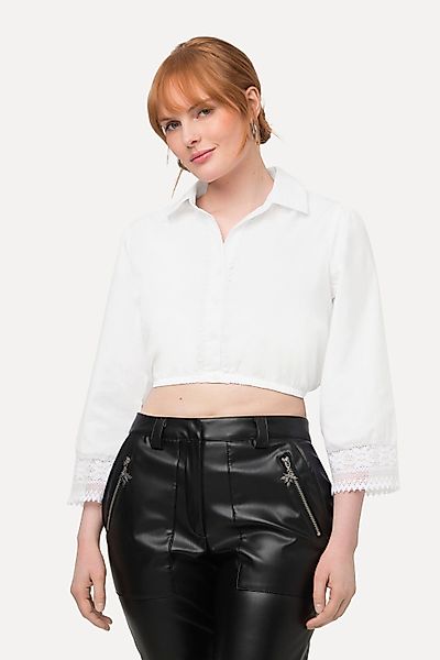 Ulla Popken Longbluse Dirndlbluse Hemdkragen Elastiksaum günstig online kaufen