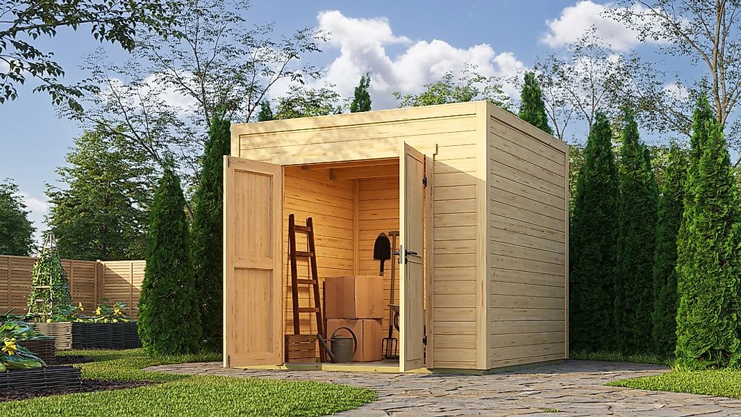 Nordic Holz Gartenhaus "Fynn 1,5", kleiner stilvoller Schuppen mit Flachdac günstig online kaufen