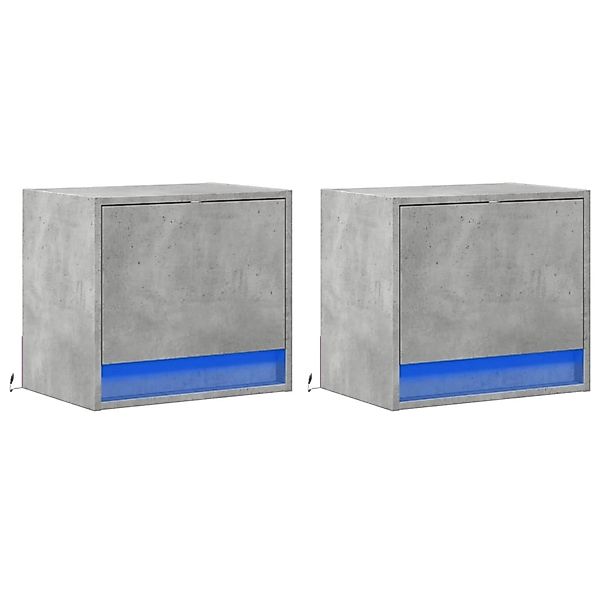 vidaXL Wand-Nachttische mit LED-Leuchten 2 Stk, Betongrau 852082 günstig online kaufen