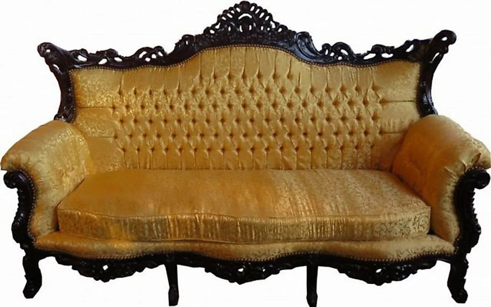 Casa Padrino 3-Sitzer Barock 3er Sofa Gold Muster / Mahagoni Braun - Wohnzi günstig online kaufen