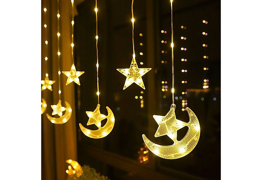 Merry 2024 LED-Lichtervorhang LED-Lichterkette Ramadan,2.3M,Mond mit Stern, günstig online kaufen