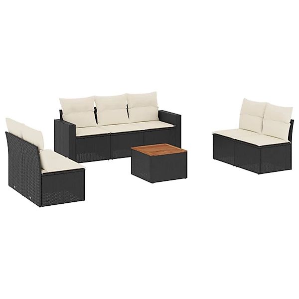 vidaXL 8-Tlg Garten-Sofagarnitur mit Kissen Schwarz Poly Rattan 3256406 günstig online kaufen
