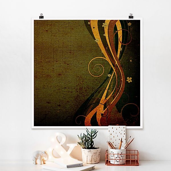 Poster - Quadrat Asian Flower günstig online kaufen