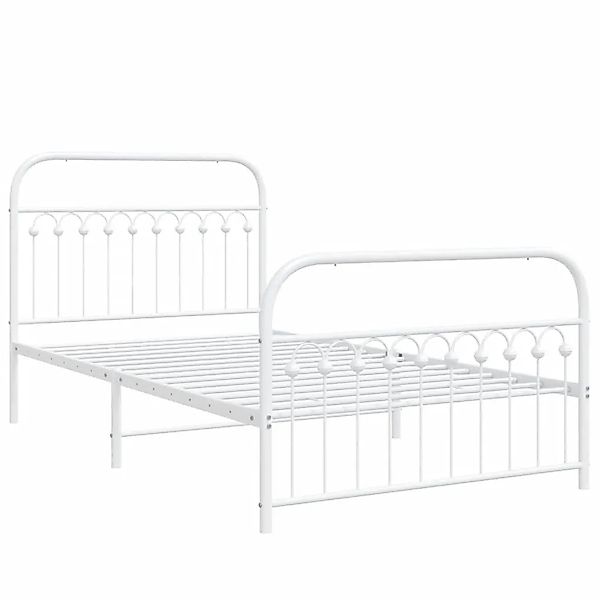 vidaXL Bettgestell mit Kopf- und Fußteil Metall Weiß 107x203 cm 376663 günstig online kaufen