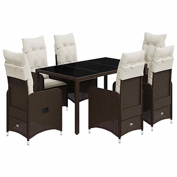 vidaXL 7-Tlg Garten-Bistro-Set mit Kissen Braun Poly Rattan 3277068 günstig online kaufen