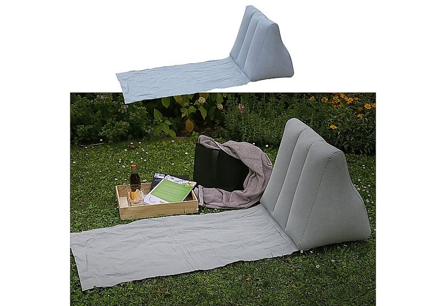 CEPEWA Campingliege Strandmatte Rückenkissen aufblasbar grau günstig online kaufen