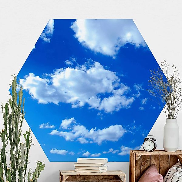 Hexagon Fototapete selbstklebend Wolkenhimmel günstig online kaufen
