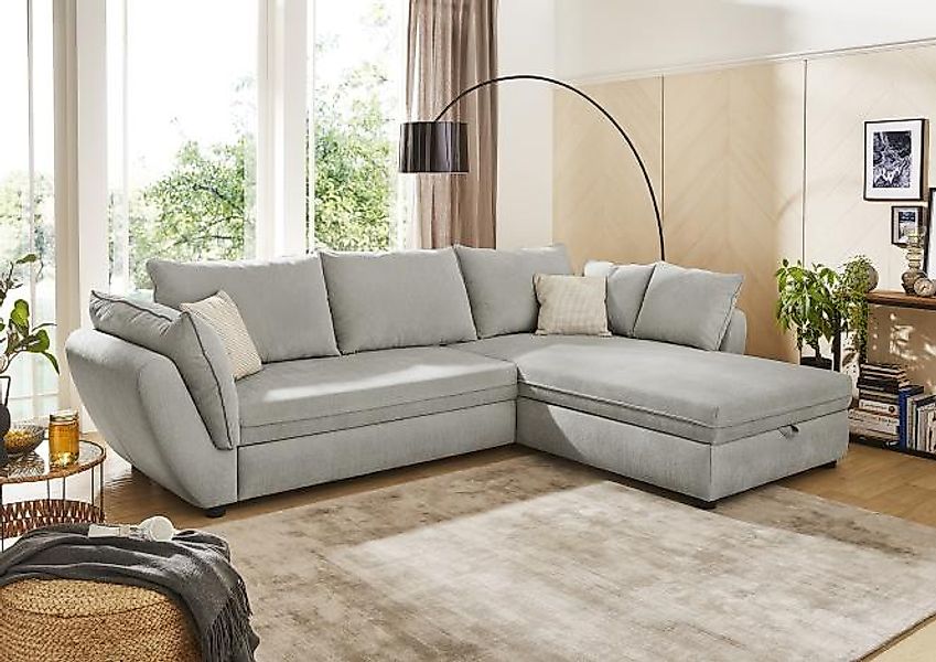 Ecksofa mit Schlaffunktion und Bettkasten Grau 297 x 207 cm JEREZ günstig online kaufen