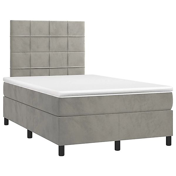vidaXL Boxspringbett mit Matratze & LED Hellgrau 120x200 cm Samt 3136113 günstig online kaufen