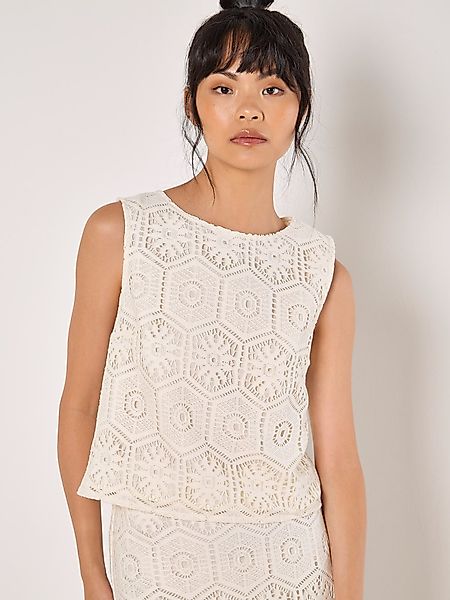 Apricot Spitzentop Häkelspitzen Top, mit Schlüssellochausschnitt günstig online kaufen