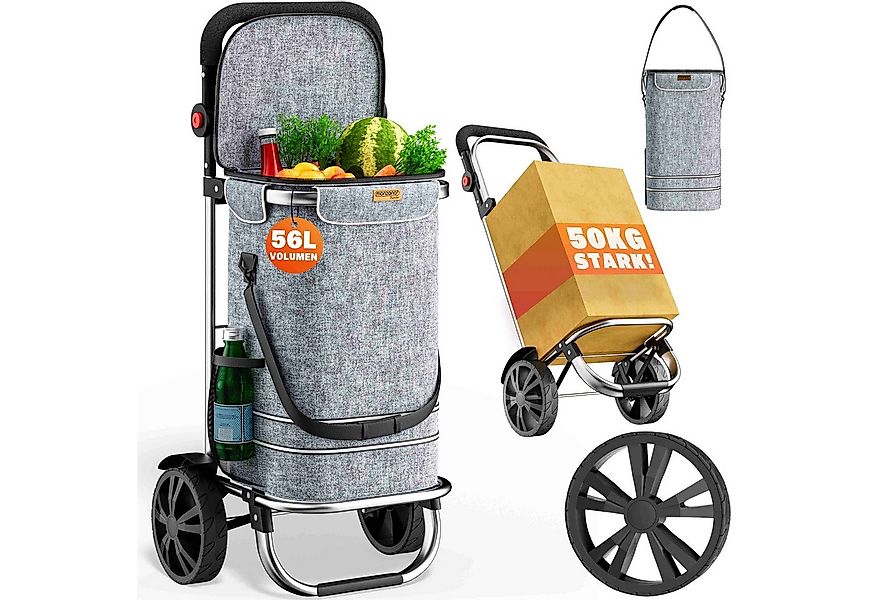 monzana Einkaufstrolley, 2in1 56L bis 50 kg klappbar abnehmbare Tasche Hand günstig online kaufen