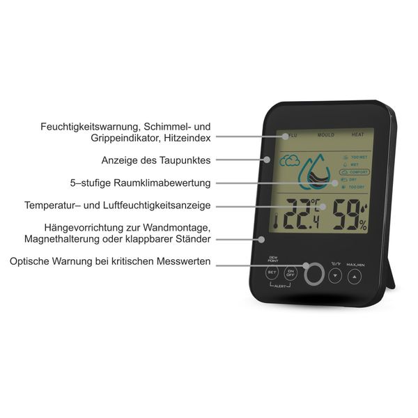 Miraval Klimamesser Miraval Raumklimastation Schimmelwarner, Lüftungsempfeh günstig online kaufen