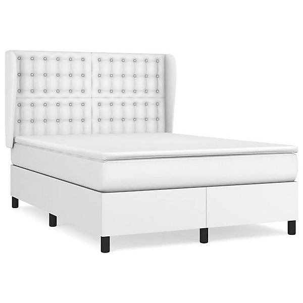 vidaXL Boxspringbett, Boxbett mit Matratze Weiß 140x190 cm Kunstleder günstig online kaufen
