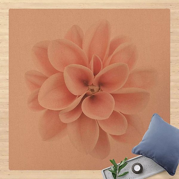 Kork-Teppich Dahlie Rosa Pastell Blume Zentriert günstig online kaufen
