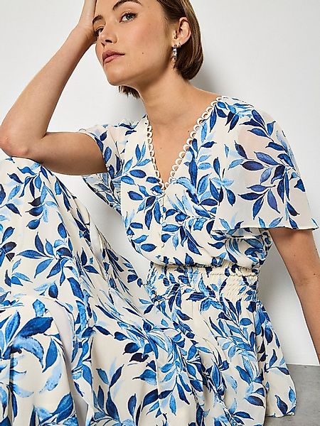 Apricot Druckkleid Elastischer Bund günstig online kaufen