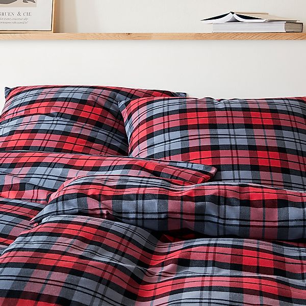 Elegante Flanell Bettwäsche Sheffield 2687-1 rot 135x200 günstig online kaufen