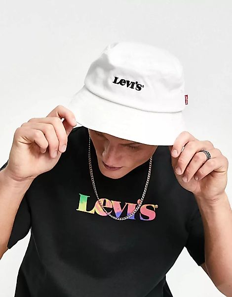 Levi's – Anglerhut in Weiß mit kleinem Logo günstig online kaufen