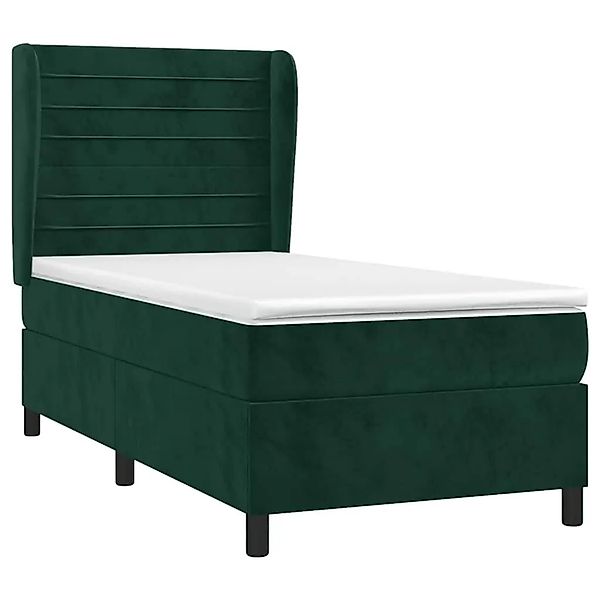 vidaXL Boxspringbett mit Matratze Dunkelgrün 90x190 cm Samt 3129246 günstig online kaufen
