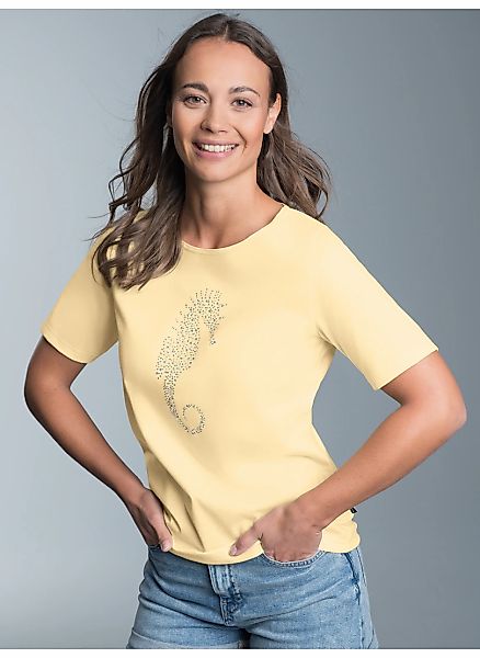 Trigema T-Shirt "TRIGEMA T-Shirt mit Seepferdchen-Print aus Strasssteinchen günstig online kaufen