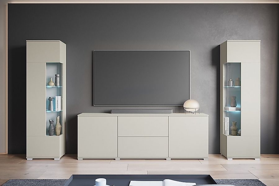 INOSIGN Wohnwand KENIA, (Komplett-Set, 3-St), Vitrinen mit Eckverglasung, h günstig online kaufen