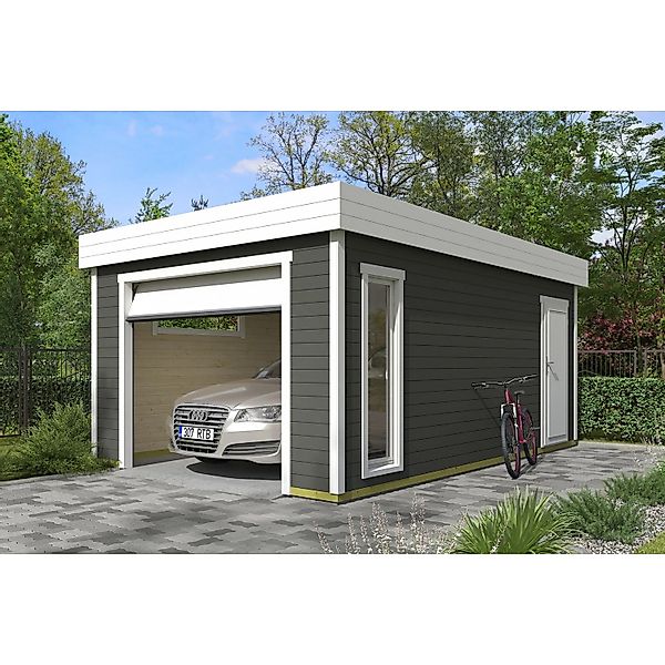 Lasita Garage Bahamas 2 mit Sektionaltor 360 cm x 540 cm Grau-Grün günstig online kaufen