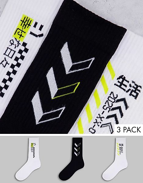 ASOS DESIGN – 3er-Pack Sportsocken mit japanischem Schriftzeichen-Logo-Mehr günstig online kaufen