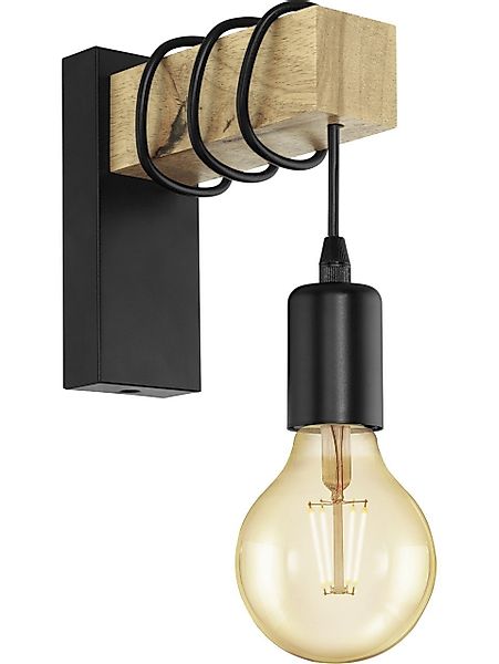 EGLO Arbeitsleuchte Eglo Wandleuchte Townshend schwarz-braun günstig online kaufen