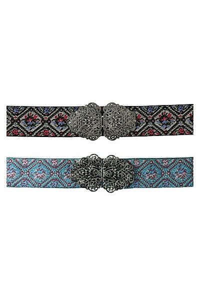 Herbert Hahn Ledergürtel Stretchgürtel Damen - SOMMERLUST II - grün/blau/ro günstig online kaufen