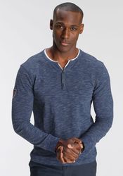 DELMAO Henleyshirt Langarm, melierte Optik, Henleykragen, günstig online kaufen