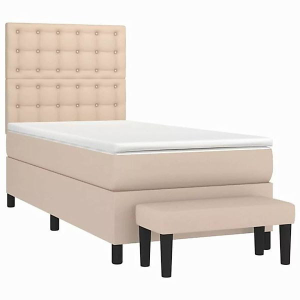 vidaXL Bett Boxspringbett Matratze Cappuccino-Braun 100x200cm Kunstleder günstig online kaufen