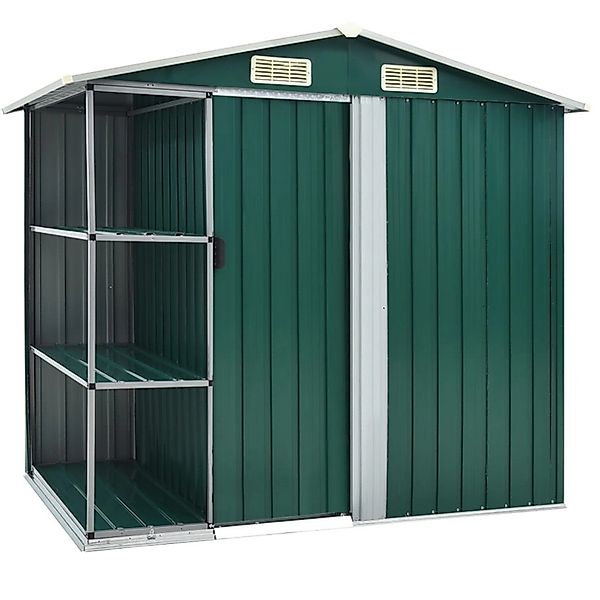 Gartenhaus Mit Regal Grün 205x130x183 Cm Eisen günstig online kaufen