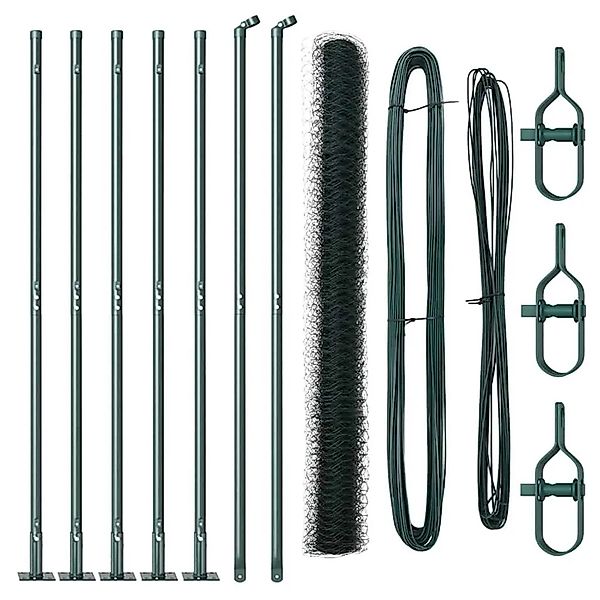 vidaXL Zaunpfosten Grün 10 x 1,4 m 50 mm Maschen Stahl und PVC 3353491 günstig online kaufen