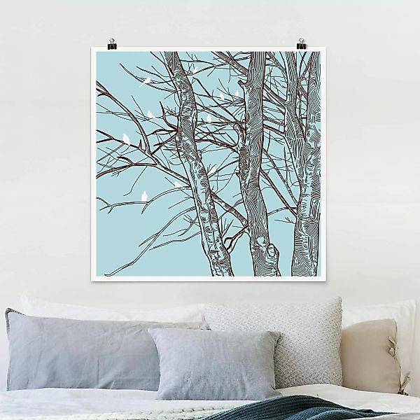 Poster Tiere - Quadrat Winterbäume günstig online kaufen