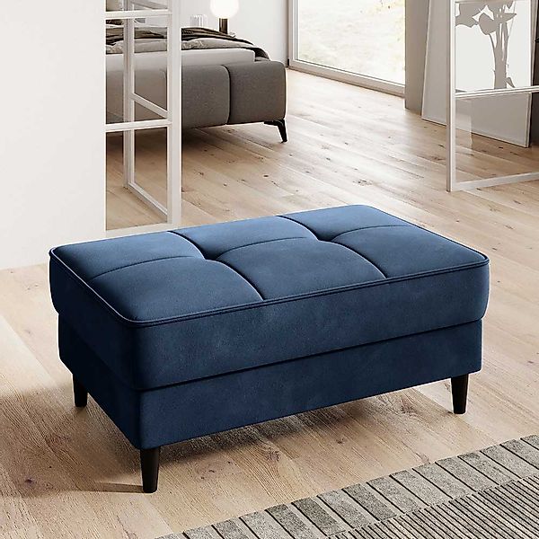 Polsterhocker Couchhocker in Blau aus Samt günstig online kaufen