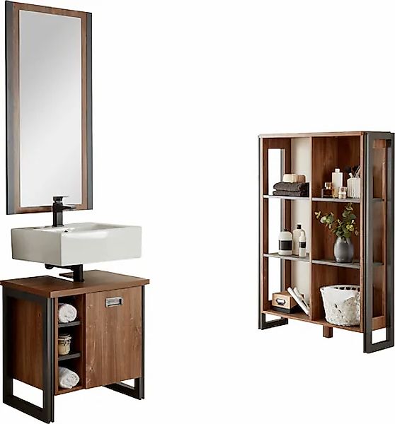 Home affaire Badmöbel-Set »Detroit, Bad im Industrialdesign, 3-teiliges Bad günstig online kaufen