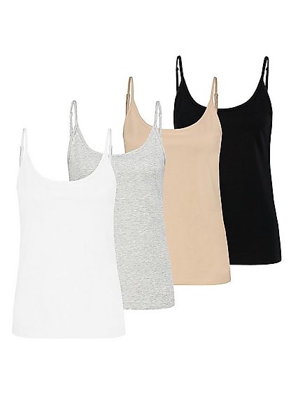SUBLEVEL Shirttop 4er-Pack Tanktops Spaghetti-Träger Basic (4-tlg) Ripp Tan günstig online kaufen