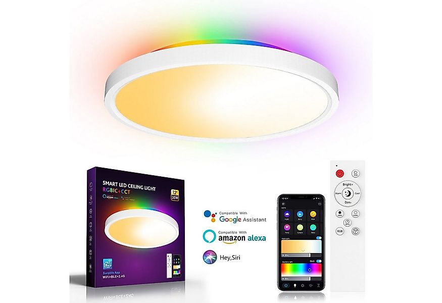 Sunicol LED Deckenleuchte Smart RGB Wifi Deckenleuchte mit Fernsteuerung, R günstig online kaufen